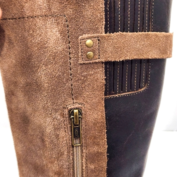 Ugg Cydnee Brown  Suede Tall Riding‎ Boots Women's size 6  Sheerling Lined EUC - Picture 5 of 12